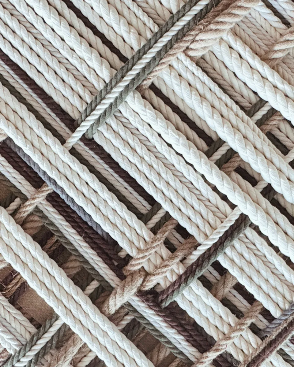Detail of Iguén de Guaraguao: ropes woven on the diagonal