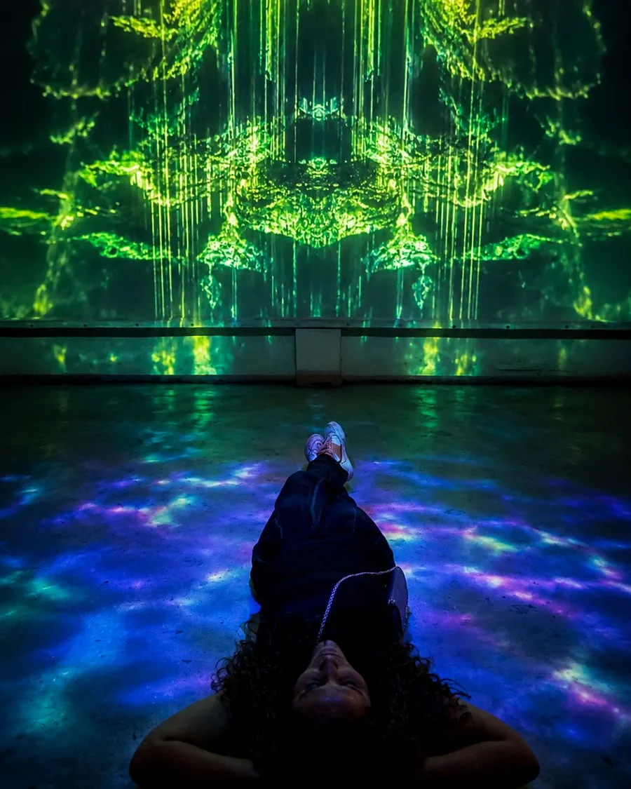 Dawn_of_Genesis// live projection — audience immersed on the floor
